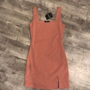 Square neck bodycon dress with leg slit (NWT)